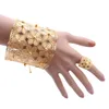 Dubai Chain Cuff Bangle With Ring For Women Moroccan Gold Bracelet Jewelry Nigerian Wedding Party Gift Leaves Bracelet2708