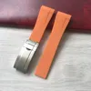 Pulseiras de relógio 21mm laranja com ponta curva macia RB pulseira de borracha de silicone para Explorer 2 42mm mostrador 216570 pulseira de alça