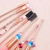 Sailor Moon Makeup 8pcs Anime Magic Wand Wand Cosmetics Brush Set with Pink Pouch Foundation Profession Powder Flat Eyline Blush Brushes Kit