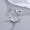 Cluster Rings Cute/Romantic Silver 925 Sterling Diamond Ring For Women Anillos De Prong Setting Jewelry Gemstone Anels FemalesCluster