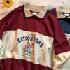 Vintage POLO Kragen Buchstaben Drucken Übergroßen Sweatshirt Frauen für Teen Mädchen Harajuku Frühling Koreanische Kawaii Kleidung Pullover 220815