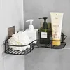 Iron Banheiro Prateleira chuveiro Montagem de parede de shampoo Porta de armazenamento com sucção sem perfuração Acessórios para banheiros de armazenamento de cozinha 220527