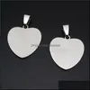 Charms Jewelry Findings Components Sier Plated Stainless Steel Diy Heart Pendant Blank Dog Tags Fashion For Dhynk