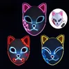 LED Halloween Mask Mixed Color Luminous Glow In The Dark Mascaras Halloween Anime Party Costume Cosplay Masques EL Wire Demon Slayer Fox 0728