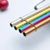 7pcs/set 215x8mm Colorful Reusable Metal Drinking Straw 304 Stainless Steel Metal Straw With Brush For Mugs Bar Party Accessory RRE13628