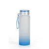 17oz sublimation Grossed Gradient Glass Water Bottle Couleur à l'extrémité mateuse mate Transfert de chaleur Bandes de verre de boisse de bois tasses de jus de paille 6908192