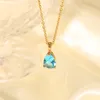 Pendant Necklaces Cubic Zirconia Stainless Steel 12 Month Birthstone Necklace Waterdrop CZ Zircon Jewelry PVD Gold For GiftPendant Necklaces