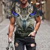 メンズTシャツメンズTシャツタイガー印刷男性ティーと猛烈な動物印刷3D Tシャツ夏のカジュアルショートスリーブオネックトップストリートウェイ