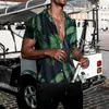 Camicie eleganti da uomo Camicia casual hawaiana estiva da uomo Camicie a maniche corte floreali da uomo Camicie a foglia verdeUomini