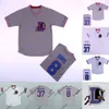 XFLSP MENS Bull Durham # 8 Crash Davis # 37 Ebby 'Nuke' Laloosh 100% Costurado filme Baseball Jersey Branco cinza Fast shipping S-3XL