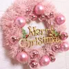 Dekorative Blumenkränze Weihnachten sorgen für Freude für die Familie, künstliche rosa Blumengirlande, hängende Ornamente, Tür- und Wanddekoration, Zuhause, Weihnachten, Dezember