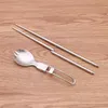 Foldable Camping Spoon Fork Chopsticks Flatware Outdoor Picnic Cutlery Set Stainless Steel Utensil Spoon Set Campig Equipamiento Y220530