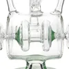 17.2-Inch Recycler Glass Bong with Green Mouthpiece and Downstem - 14mm Female Joint