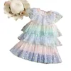 Платья летней девочки Rainbow Star Organza кружевая рукавица детская юбка принцесса детская одежда 39dx e3