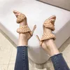 Sandalias 2022, zapatillas de diseñador de pasarela, mulas trenzadas de cuero de tacón alto para mujer, zapatos de verano para mujer, chanclas sexis de talla grande 42