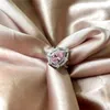 Größe 6–9, echte Ringe aus 925er Sterlingsilber, Schmuck, rosafarbener 5A-Zirkonia-Designerring für Frau, Party, Prinzessin, Wassertropfen, luxuriöser Verlobungs-, Hochzeits-Diamantring mit Box