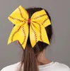 Titanium Sport Accessories Leather Baseball Cheer Bow for Girl Kid Handmade Glitter Softball Cheerleading Hair With Ponytail Holder Hair C0609G02