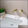 Robinet de lavabo mural en laiton noir mat mitigeur de salle de bain mitigeur évier froid bec de rotation livraison en goutte d'or bruni 2021 Fauc