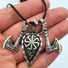 Pendentif Colliers Double Face Rune Loup Et Corbeau Amulettes Slaves Talismans Viking Odin Poignée Hache Pendentifs Norse Vikings JewelryPenda