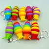 DHL Party Finger Slug Snail Caterpillar Key Chain Relieve Stress Anti-Anxiety keyrings Squeeze Sensory Toys T0525A28