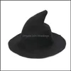 Chapeaux de fête Fournitures de fête Accueil Jardin Halloween Chapeau de sorcière diversifié le long du bonnet de laine de mouton tricot pêcheur Fema Dhvpu