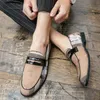 New Loafers Men Shoes Ankle Gingham Slip on Wedding Party Casual Comfortable Fashion Chaussure Homme HM348