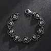 Мужская готическая старинная винтажная нержавеющая сталь Biker Tiger Link Chain Bracete 16 мм 8.66 '' KB152590-KJX