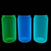 US Warehouse16oz Sublimation glow in the dark glass can Straight clear Transparent Coffee Glass mug Tumblers with Bamboo Lid And Straw Z11