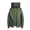 Trench da donna oversize dolcevita manica lunga cappotto verde militare 2022 cerniera con cappuccio autunno stile sciolto giacca a vento