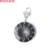 WOJIAER Pendant Trendy Natural Stone Pink Crystal Safety Button Donut Charm Jewelry BO977