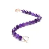Очарование браслетов мода 8 мм натуральные фиолетовые грандиозные аметисты бусины для женщин с формой сердца застежки -медные застежки кубические цирконие