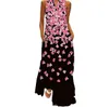 패션 스타일 빈티지 프린팅 드레스 여성 선 드레스 2022 여름 V- 넥 소매 레벨리스 긴 드레스 우아한 여성 맥시 드레스 플러스 사이즈 5xl