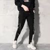 Men Streetwear Pants Black Harem Light Punk Ribbons Casual Slim Jogger Hip Hop Trousers LBZ138 220816