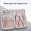 Nagelkonstsatser 1 Set Manicure Clipper Rostfritt stål Professionell Cutter With Travel Case Kit Multifunction Beauty Tools