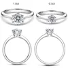 Lesf Moissanite Diamond 925 Pierścionek zaręczynowy Srebrny Klasyczny Okrągły Damski Prezent Ślubny Rozmiar 05/10 Karadniczy