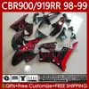 Body Kit For HONDA CBR919RR CBR 919RR 900RR CBR919 CBR900 RR 1998 1999 Bodywork 127No.92 Red Black 900CC 919CC CBR900RR 98-99 CBR 900 919 RR CC 98 99 ABS OEM Fairing