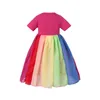 Flickor klänningar barn designer kläder regnbåge prinsessan klänning golvlängd baby lapptäcke gaze sommarklänning spädbarn jul nyfödda boutique kläder b38