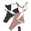 Bokstäver Dambikini Sexig Chian Design Split Badkläder med slips Vadderade Push Up Beach BH-byxor Flickor Baddräkter sommarlov