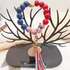 Factory direct selling wooden beads bracelet female personality wood chips can be printed mixed color elastic rope chain multi-color optional
