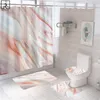 Rosa Marmor-Duschvorhänge, glänzendes Dekor für Badezimmer, Polyester-Stoff, dekorative Badewannenabtrennung, Toilettenabdeckung, Teppich, WC-Zubehör 220517