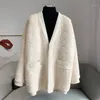 Women's Fur & Faux Unique Temperament Of Qiu Dong Han Edition V-neck Commuter Splicing Mink Long Show Thin White Factory Direct Sale