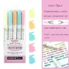 5pcs/set Of Double-Headed Highlighter Stationery Gentle Highlighter Color Drawing Painting Highlighters Art Marker Pen XG0245