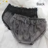 Mutandine da donna Large Sexy Lace Thin Mesh Trasparente Sweet Bow Ruffle Cute Slip Underwear Plus Size Women 220511