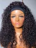 Kinky Curly Headband Wig Human Hair Wigs Machine Made Glueless Brazilian Virgin for Women free 220606