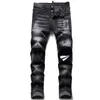Pantalons Mode Hommes Jeans Distred Ripped Biker Slim Fit Moto Denim pour Hommes Mans Pantalon Noir