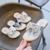 Summer Big Children's Rhinestone Fashion Flip Flop For Kids Teenager Girls Outdoor Pink Silver Slippers Beach Shoes New 2022 G220523