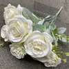 Konstgjorda rosor blommor 9 grenar Vintage Roses Bouquet för bröllops hembord Centerpiece Party DIY dekor