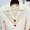 B074 Womens Designer Suits Blazers Tide Brand High-quality Retro Fashion Star Personality Red Button Suit