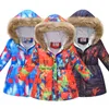 Big Size Girls Thicker Warm Long Style Hoodie Splash Ink And Colorful Pattern Plus Velvet Children Outerwear Children Jackets J220718