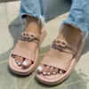 Slippers Femme Flats Chain Rome Chaussures 2022 Sandales d'été Plateforme causale Ladies Beach Slingback Slides Mujer Zapatosslippers
